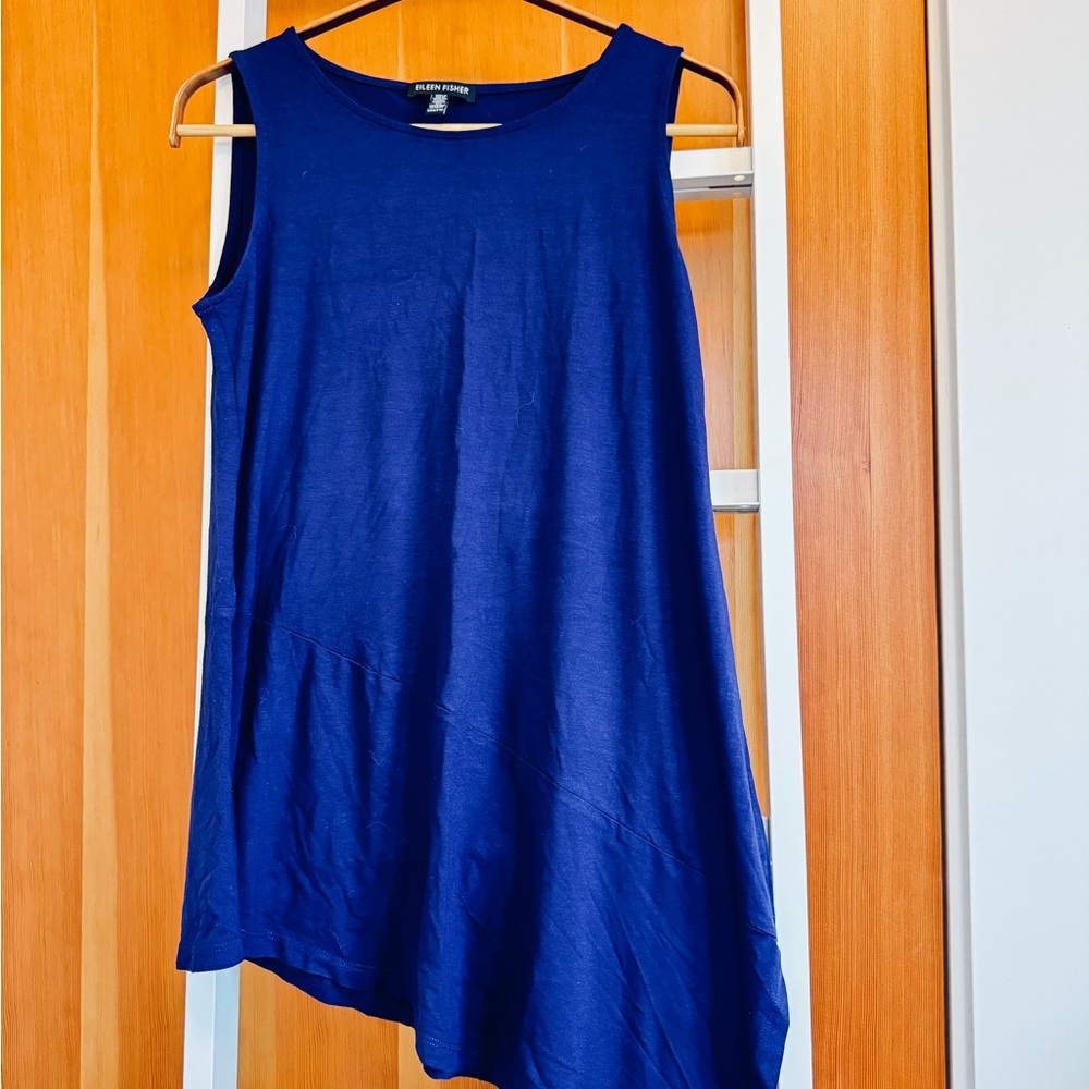 Eileen Fisher Deep Purple Asymmetrical Tunic Length Tank